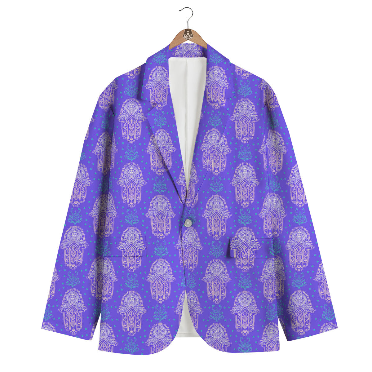 Hamsa Indian Print Pattern Men's Blazer-grizzshop