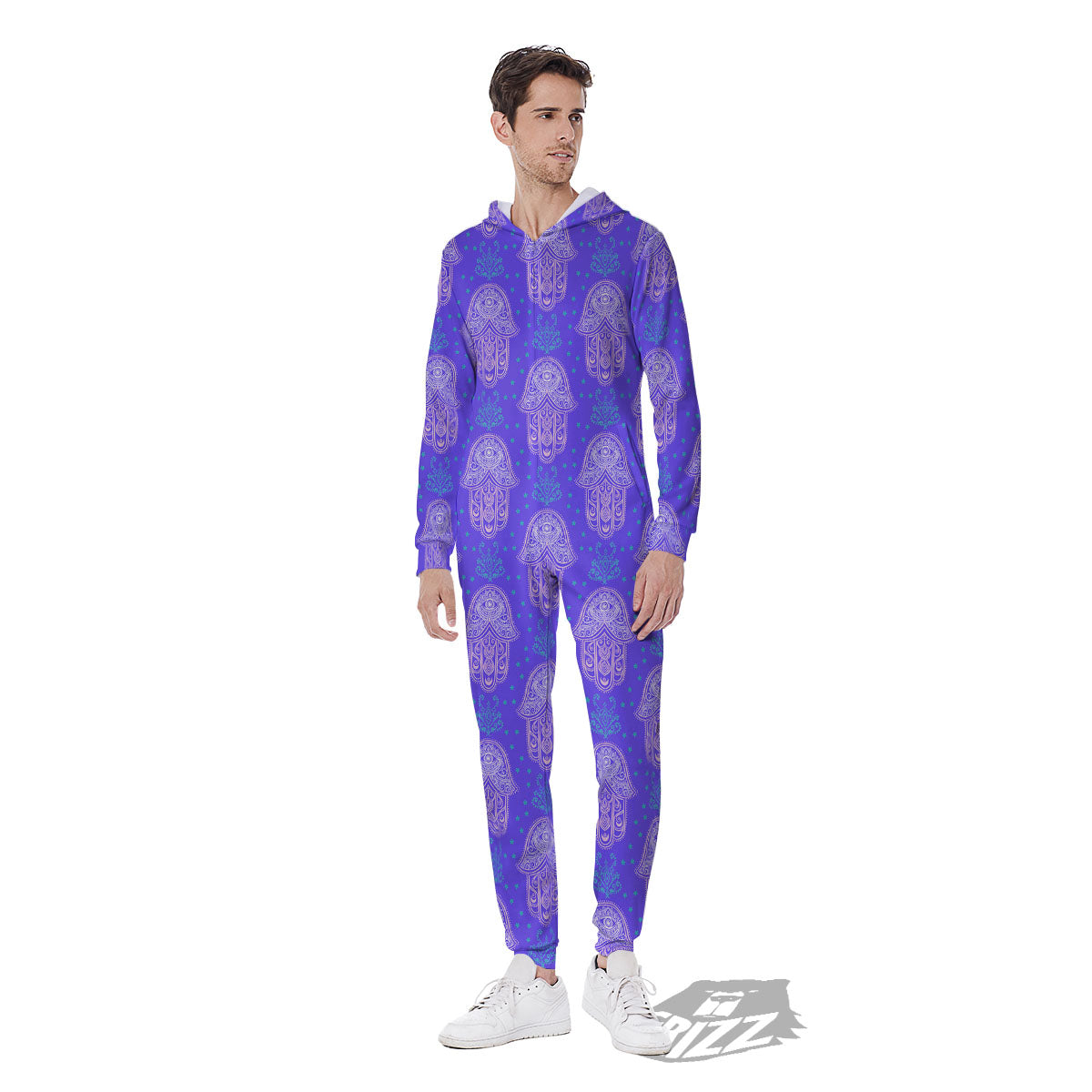 Hamsa Indian Print Pattern Men's Jumpsuit-grizzshop