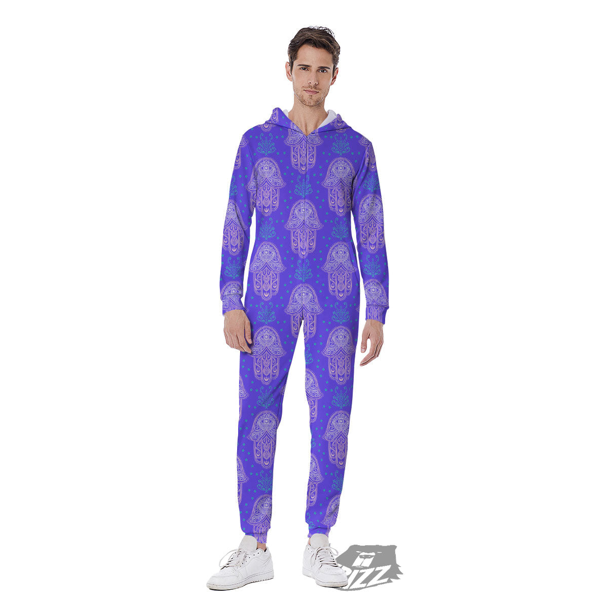 Hamsa Indian Print Pattern Men's Jumpsuit-grizzshop