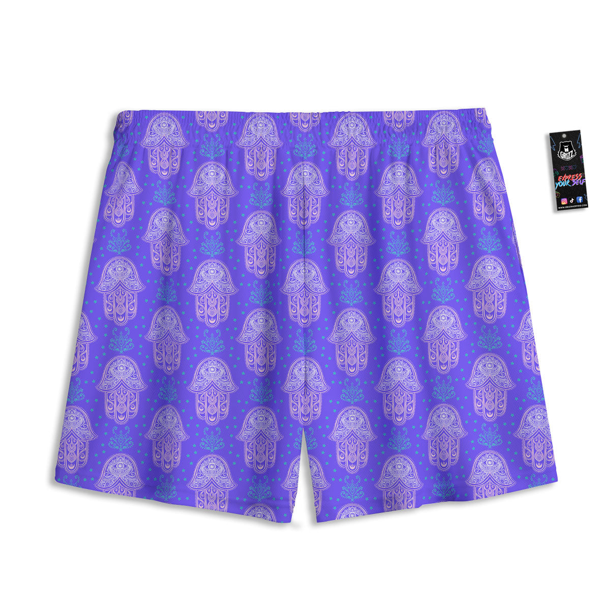 Hamsa Indian Print Pattern Mesh Shorts