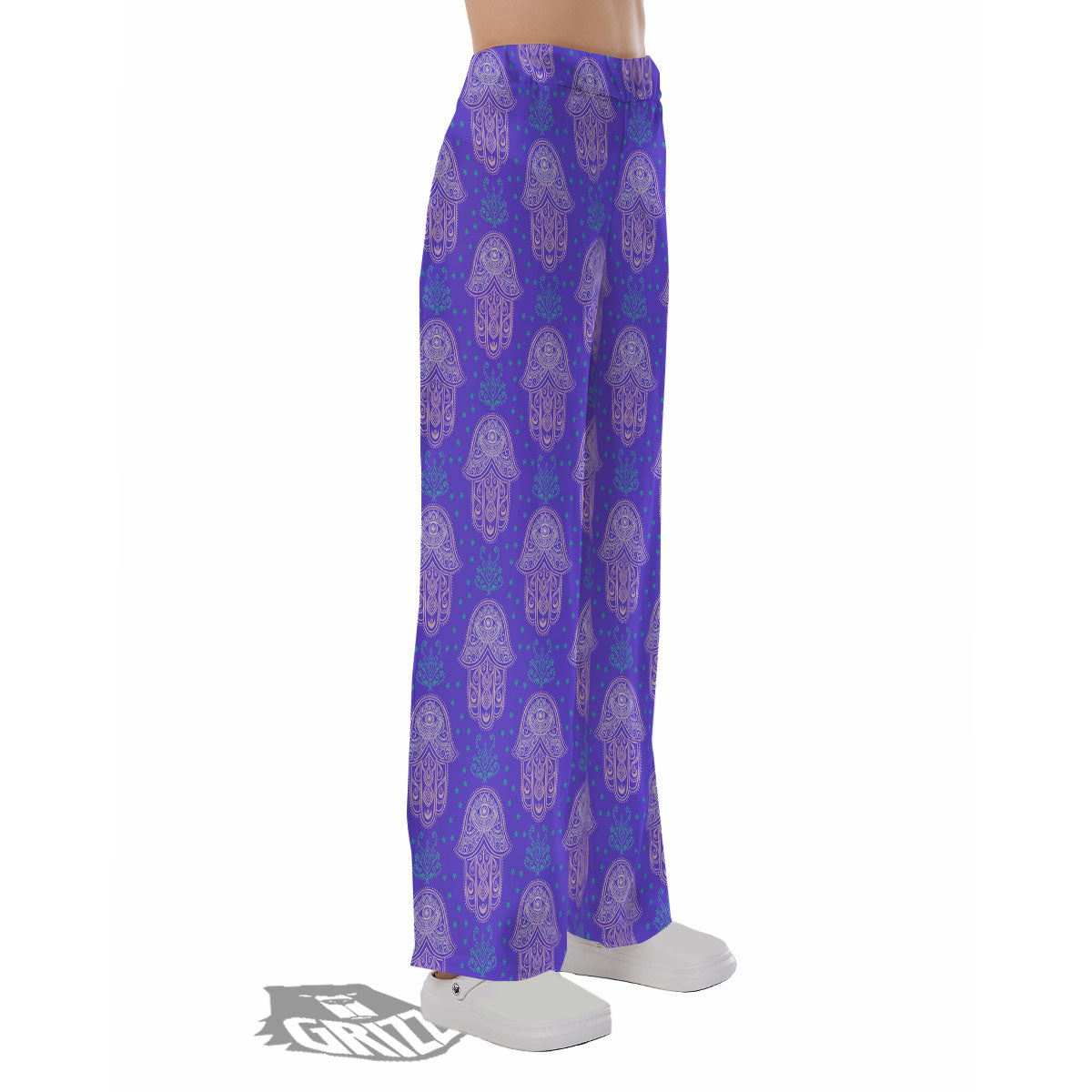 Hamsa Indian Print Pattern Pajama Pants-grizzshop