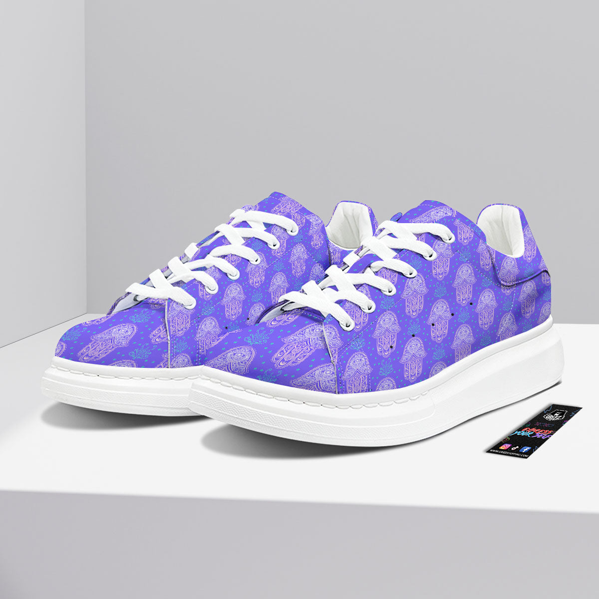 Hamsa Indian Print Pattern Platform Shoes-grizzshop