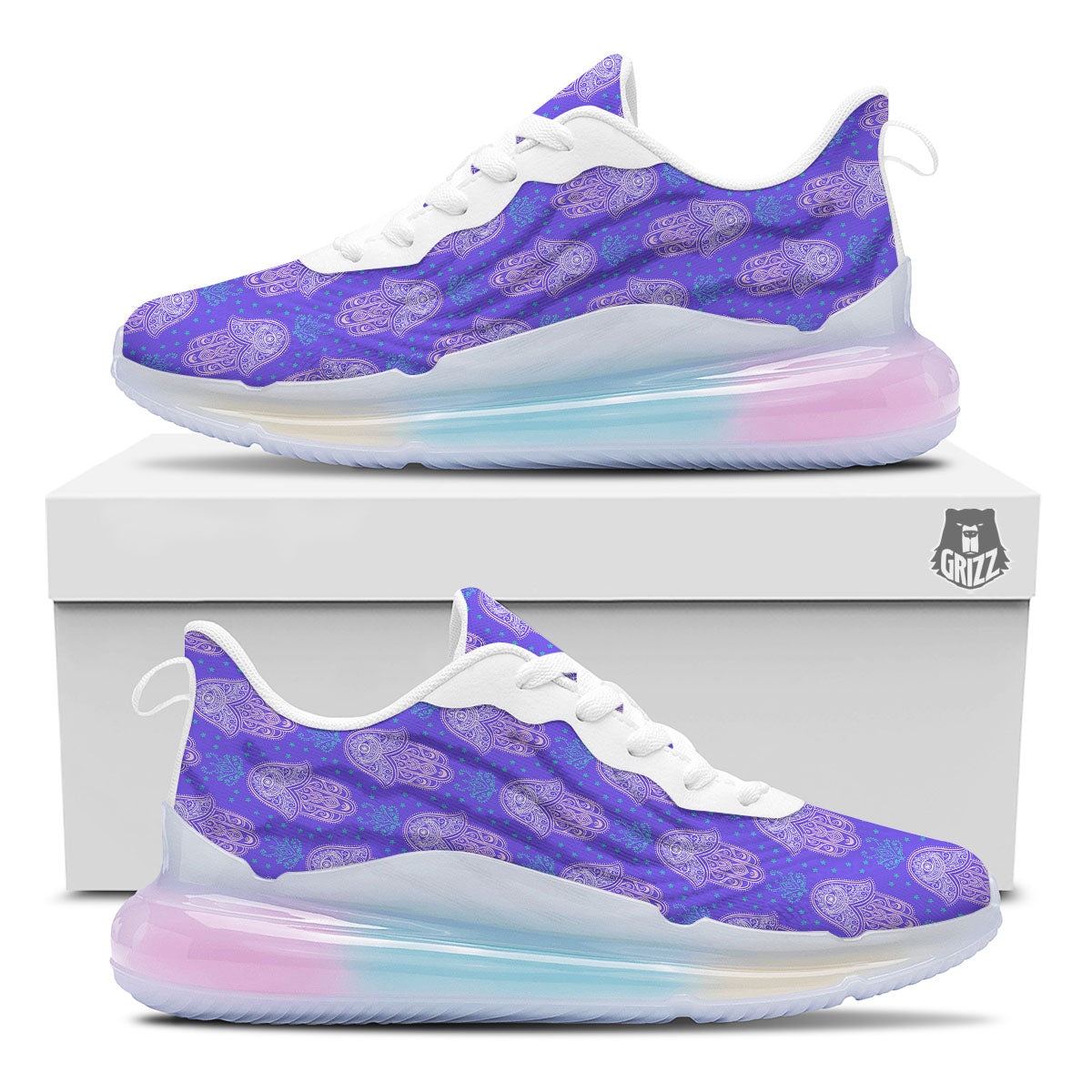 Hamsa Indian Print Pattern Running Sneakers-grizzshop