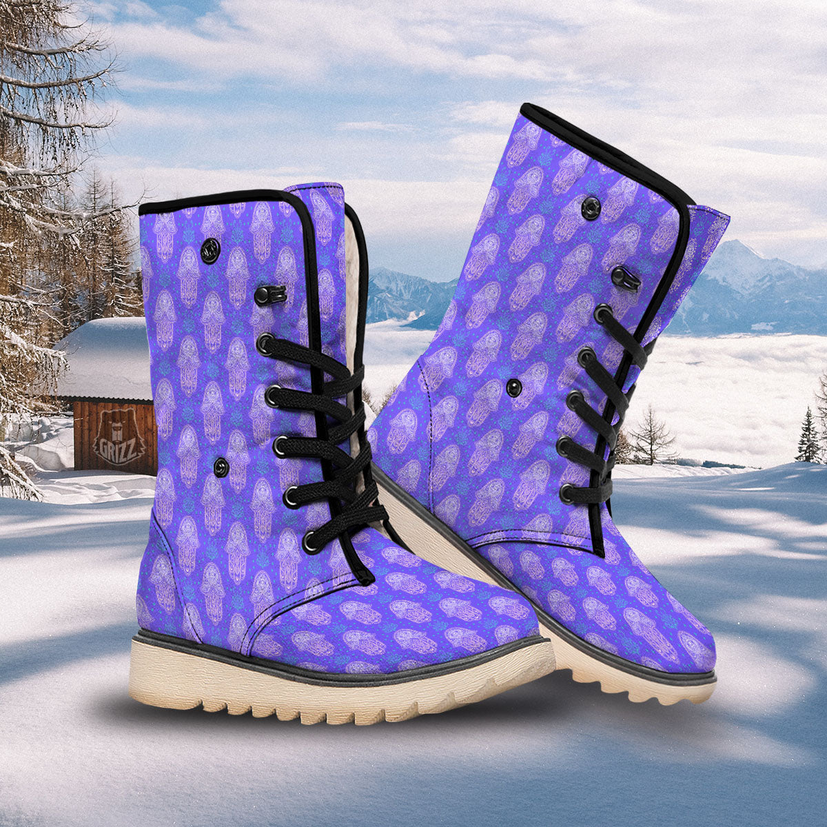 Hamsa Indian Print Pattern Snow Boots-grizzshop