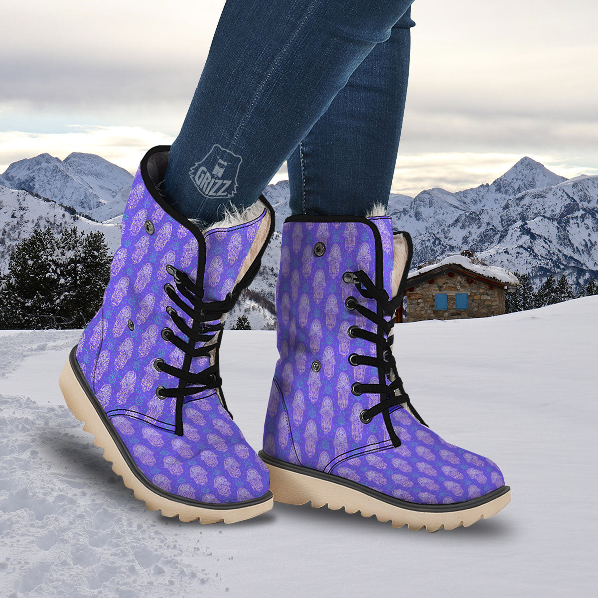 Hamsa Indian Print Pattern Snow Boots-grizzshop