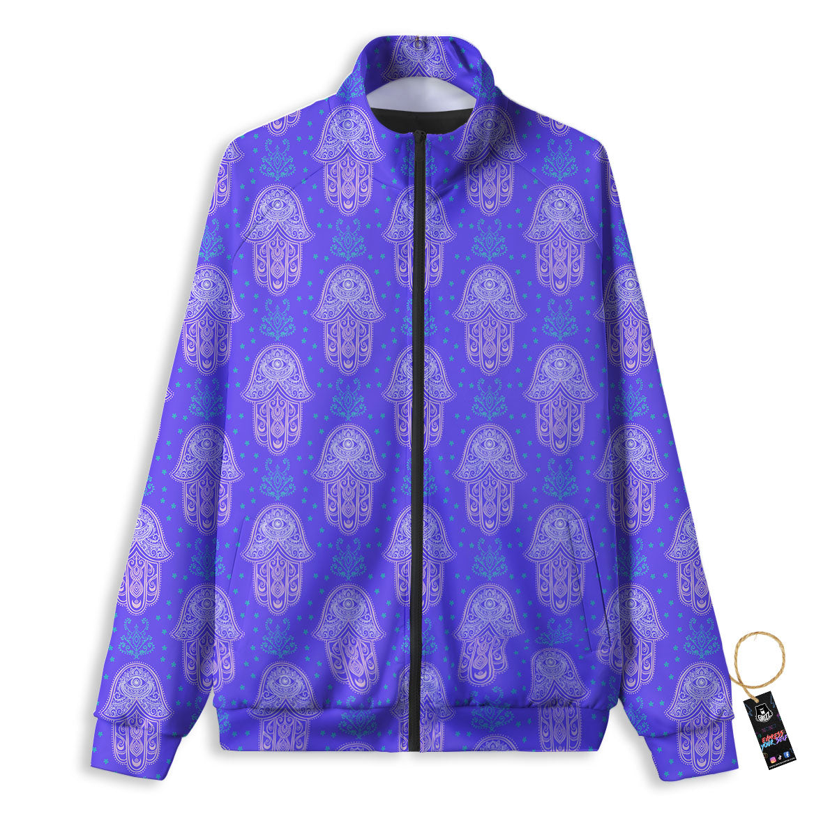 Hamsa Indian Print Pattern Track Jacket-grizzshop
