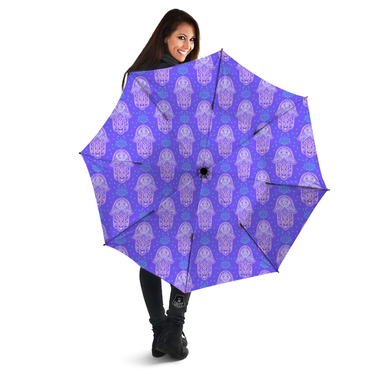 Hamsa Indian Print Pattern Umbrella-grizzshop