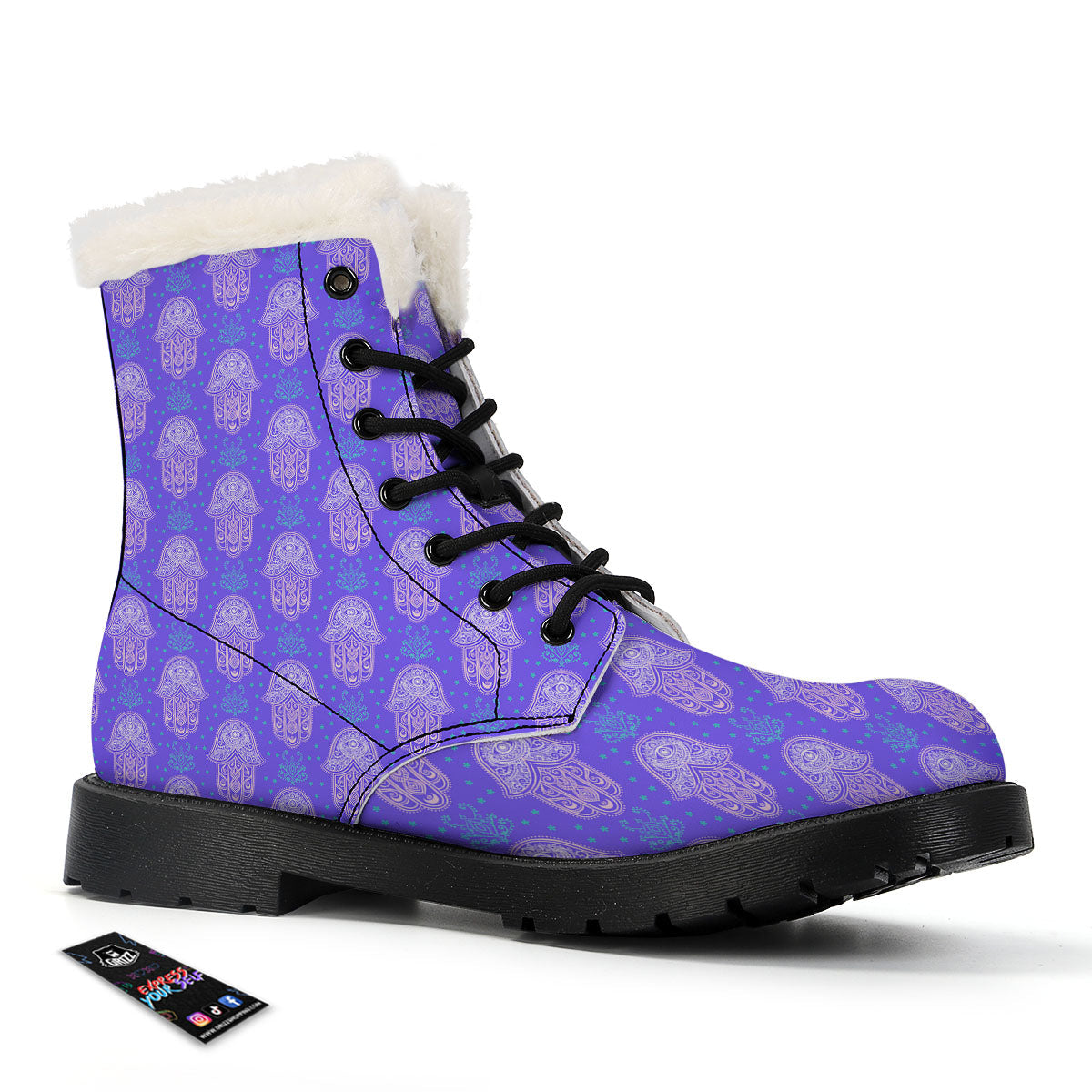Hamsa Indian Print Pattern Winter Boots-grizzshop