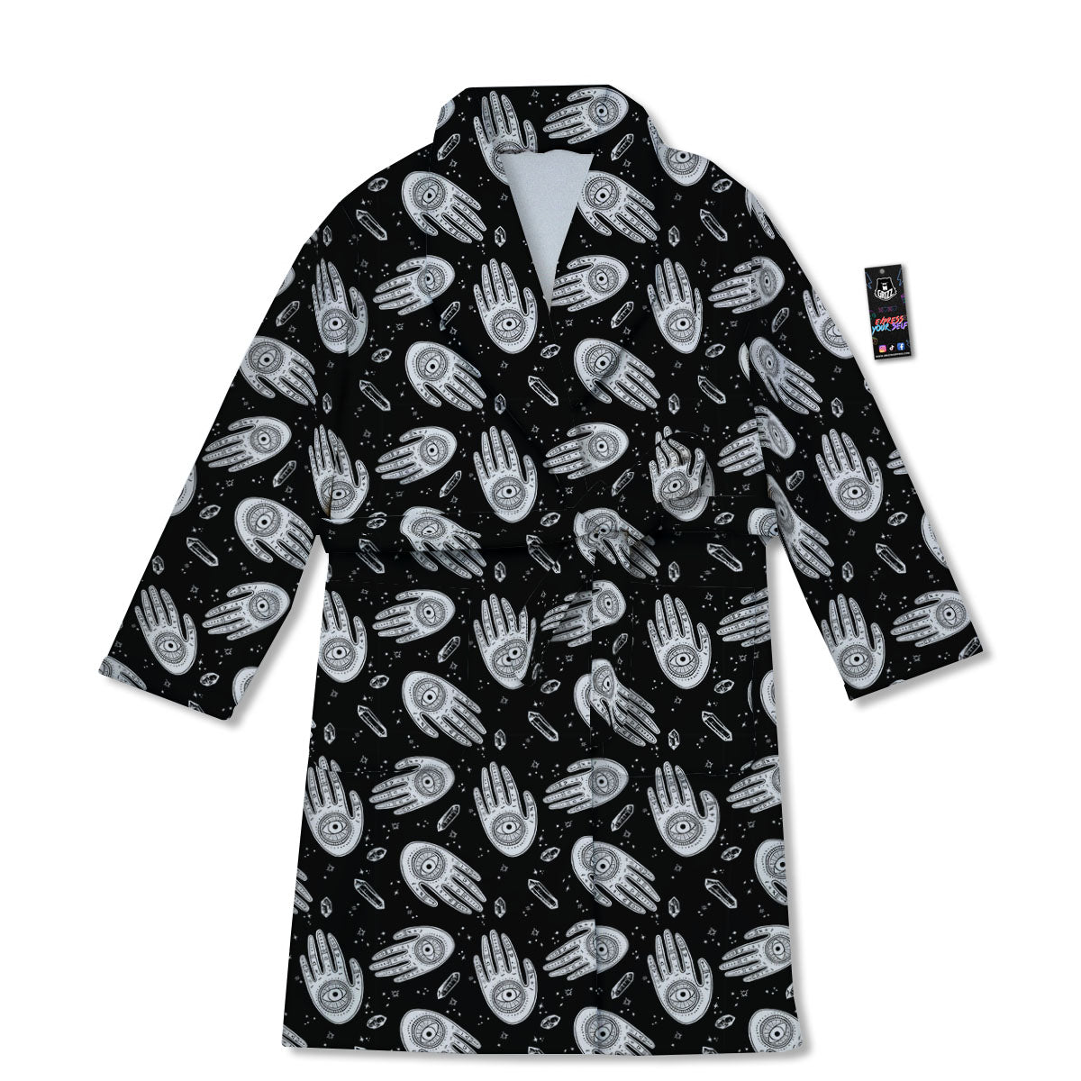 Hamsa Symbol Print Pattern Bathrobe-grizzshop
