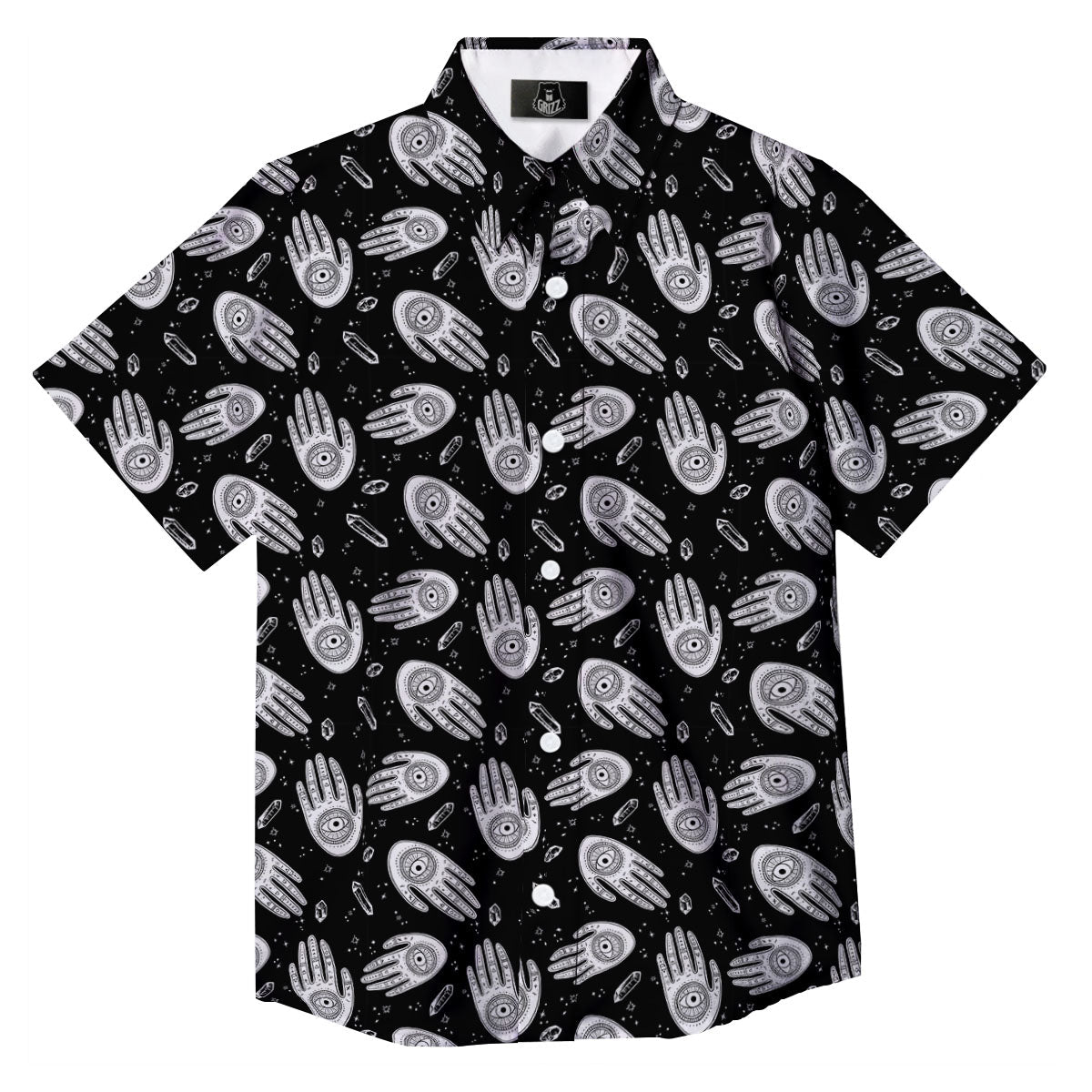 Hamsa Symbol Print Pattern Button Up Shirt-grizzshop