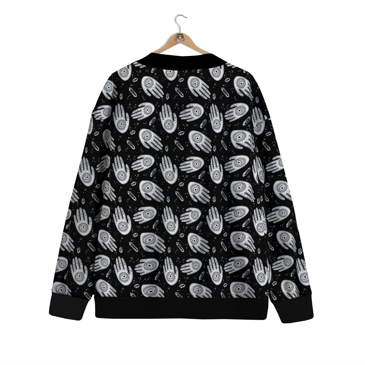Hamsa Symbol Print Pattern Cardigan-grizzshop