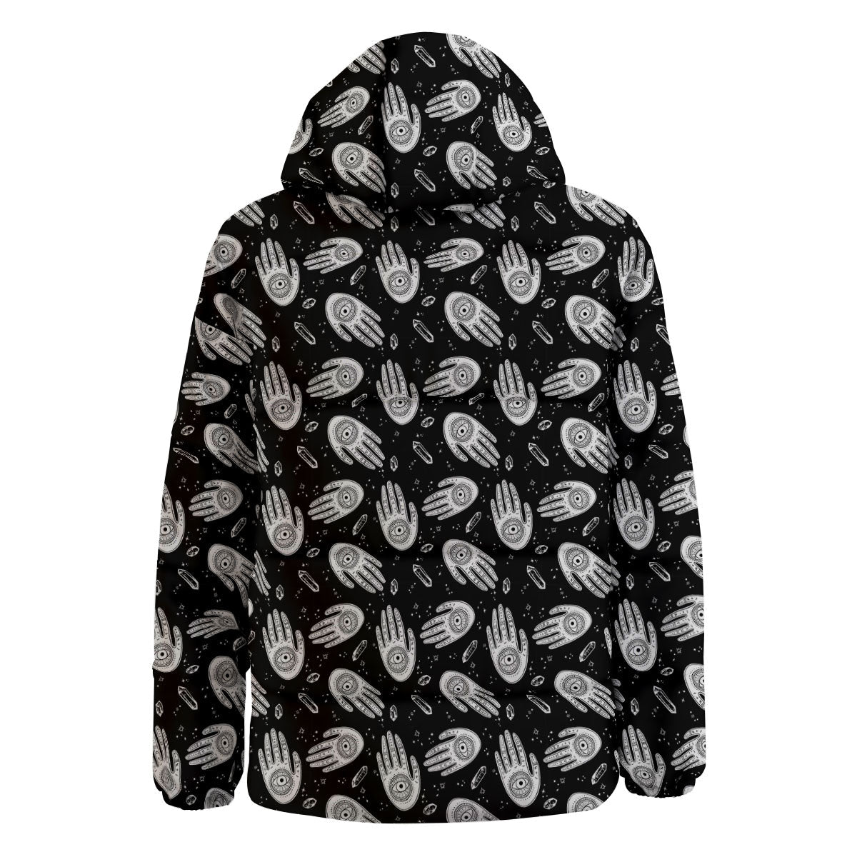 Hamsa Symbol Print Pattern Down Jacket-grizzshop