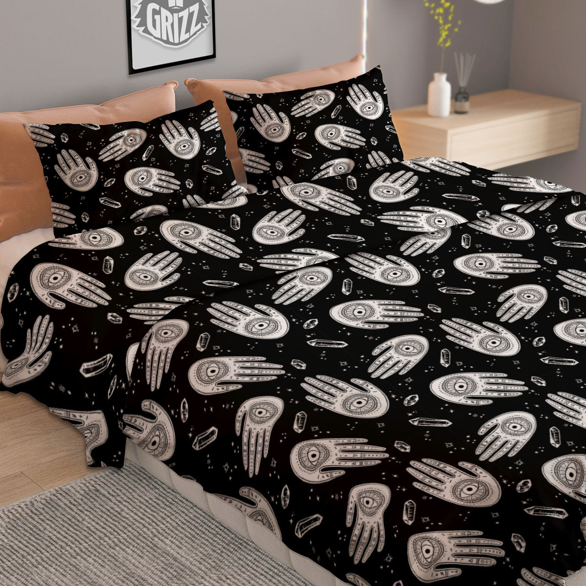 Hamsa Symbol Print Pattern Duvet Cover Bedding Set
