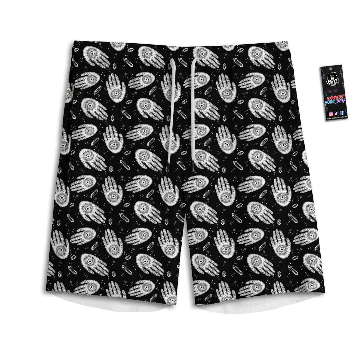 Hamsa Symbol Print Pattern Men's Athletic Shorts