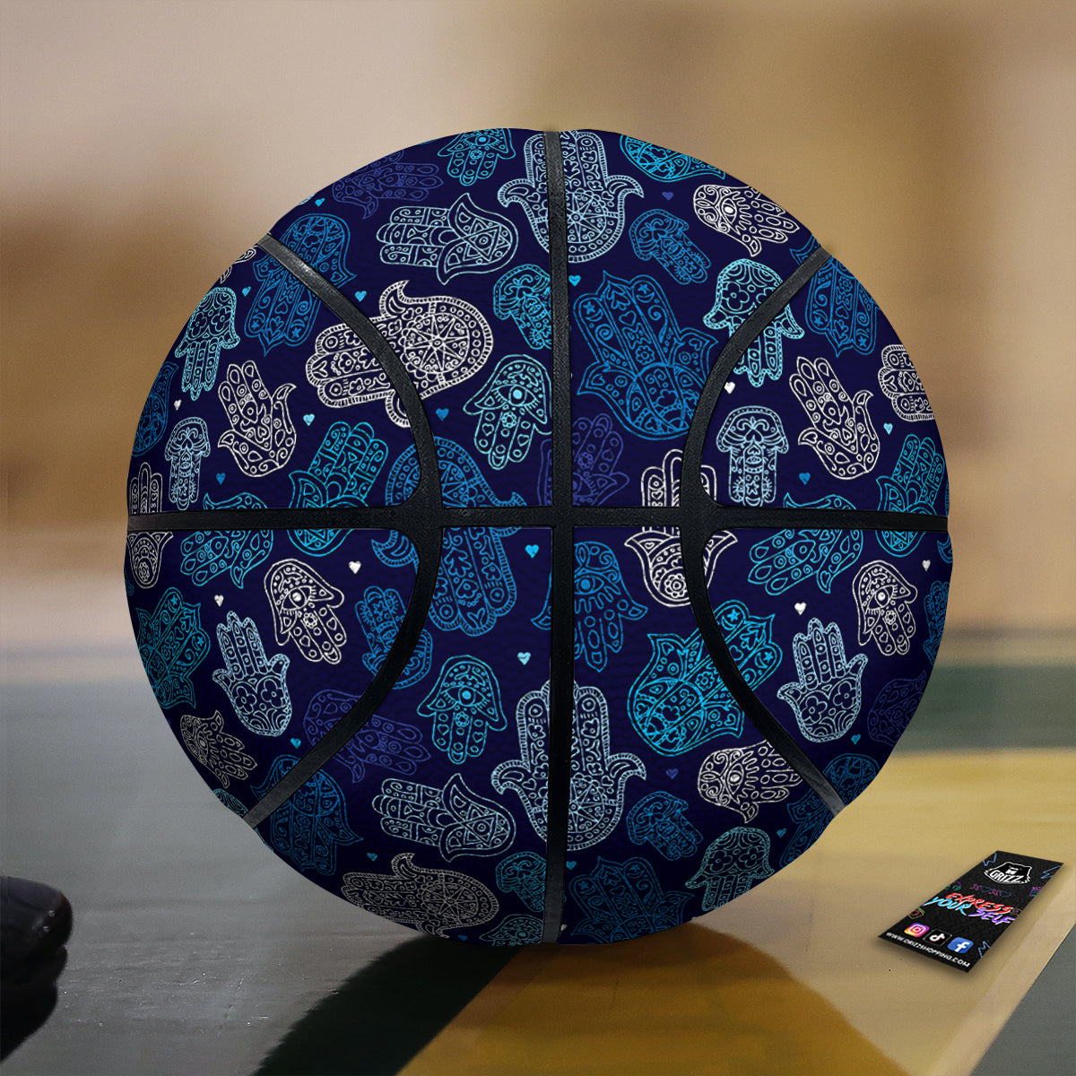 Hamsa Turquoise Print Pattern Basketball
