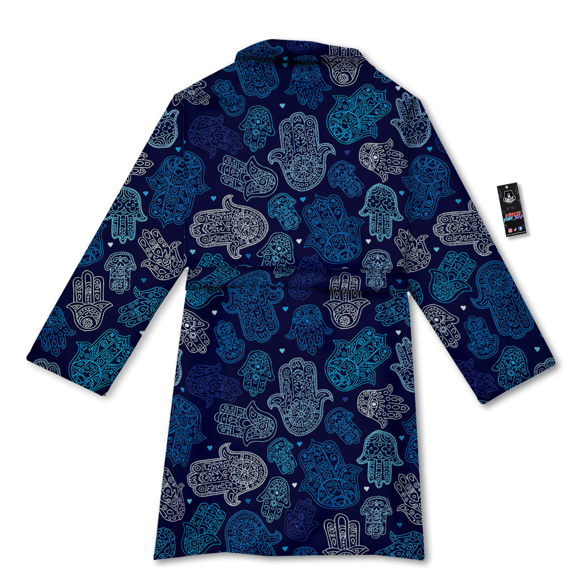 Hamsa Turquoise Print Pattern Bathrobe-grizzshop