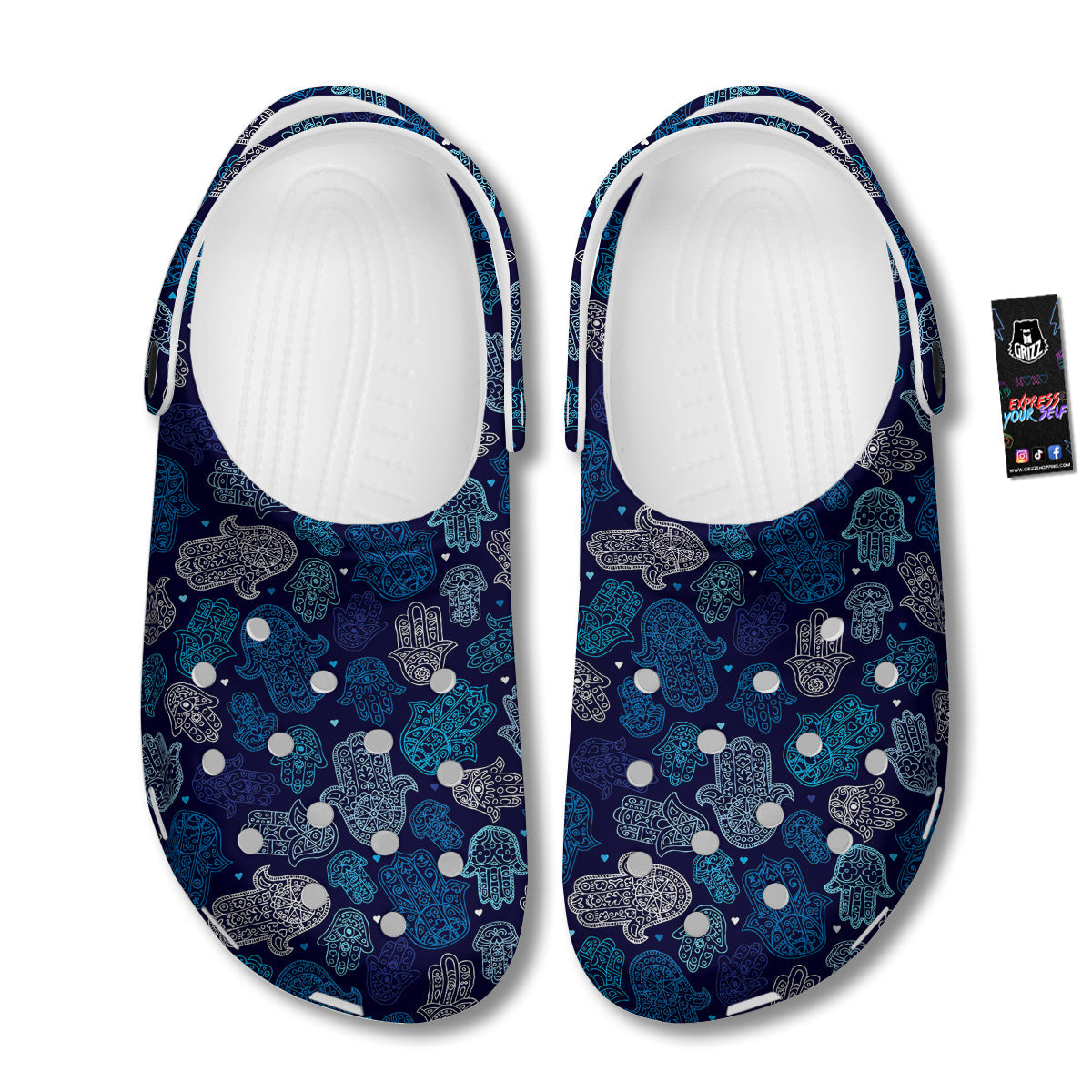 Hamsa Turquoise Print Pattern Clog-grizzshop
