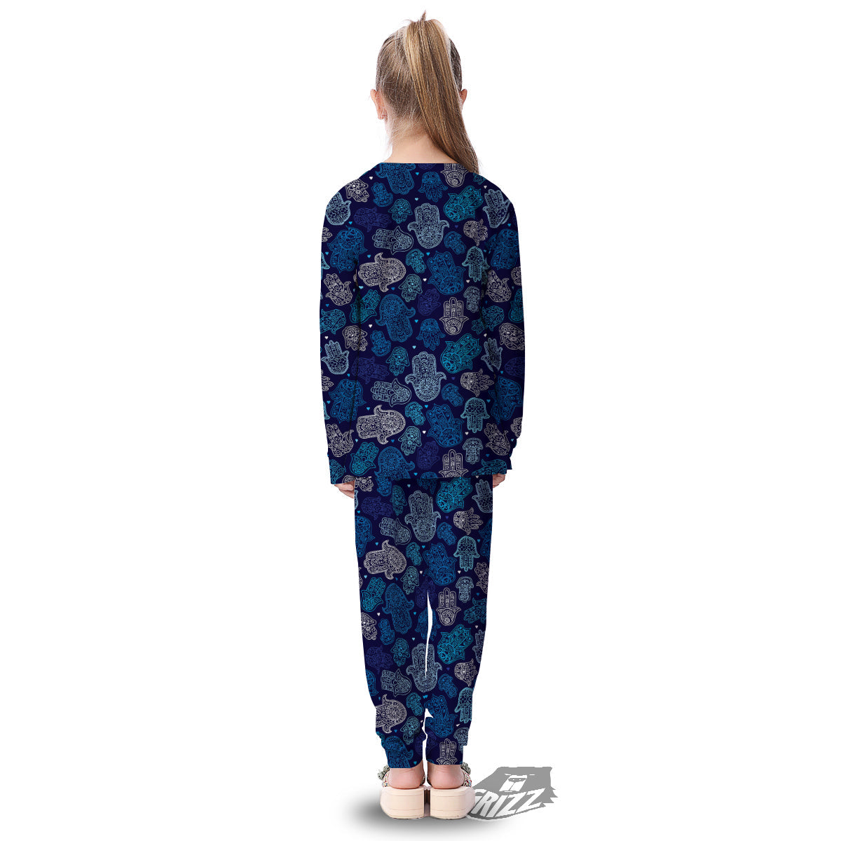 Hamsa Turquoise Print Pattern Kid's Pajamas-grizzshop