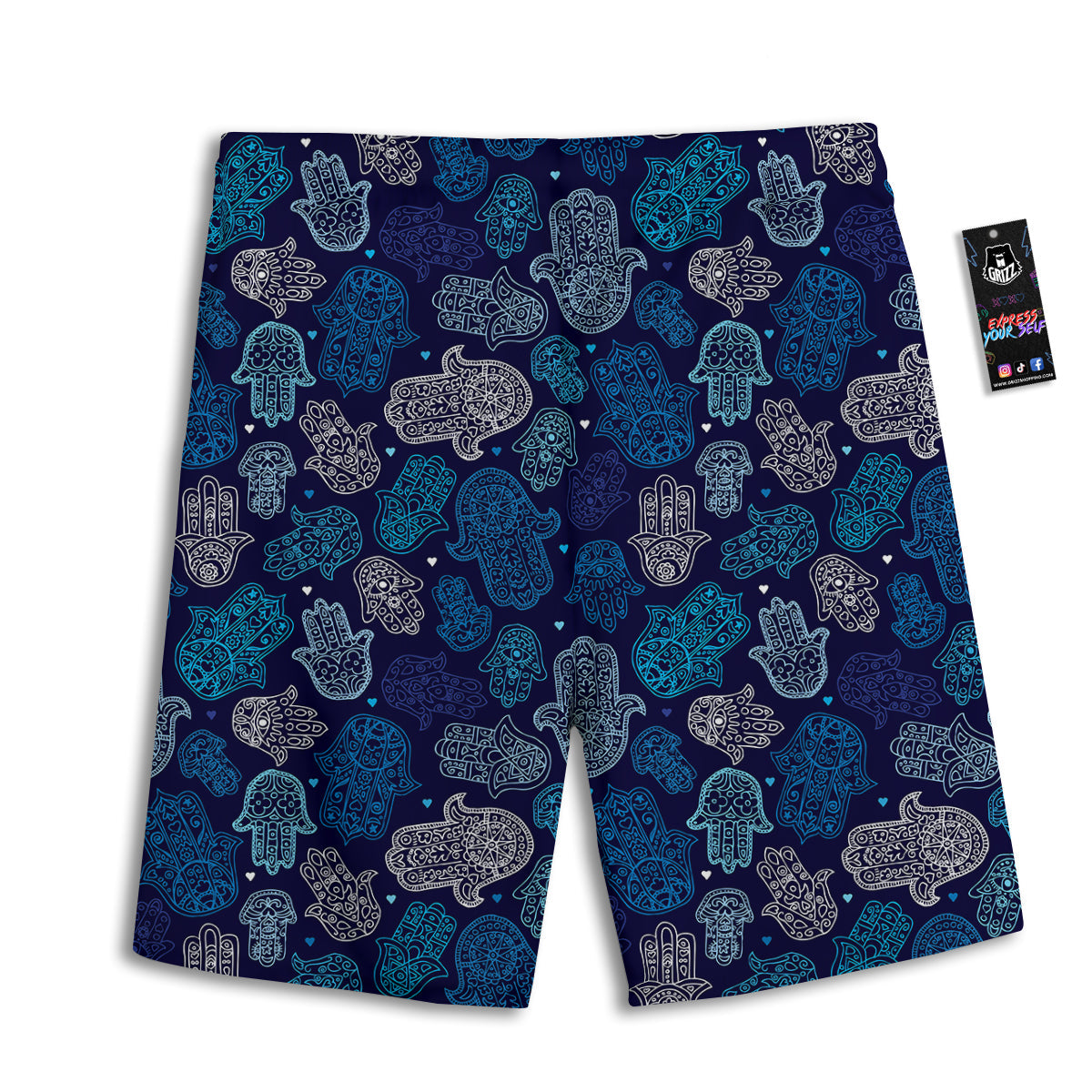 Hamsa Turquoise Print Pattern Men's Athletic Shorts