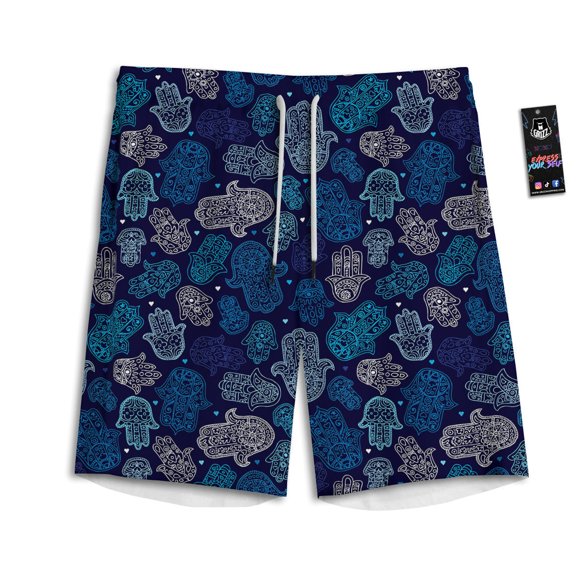 Hamsa Turquoise Print Pattern Men's Athletic Shorts