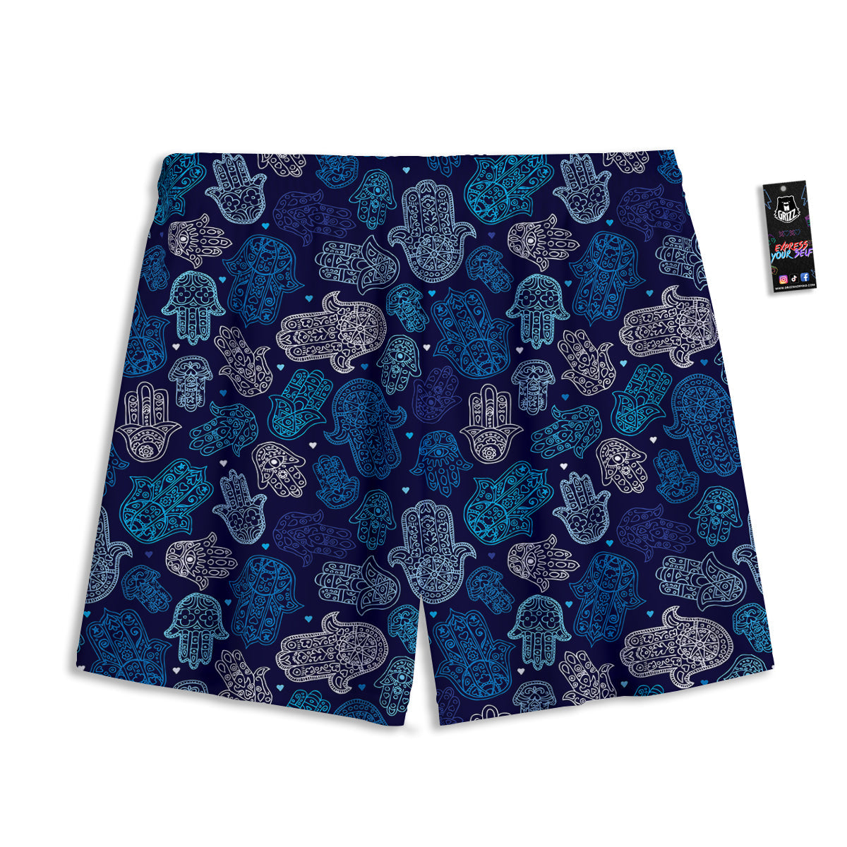 Hamsa Turquoise Print Pattern Mesh Shorts