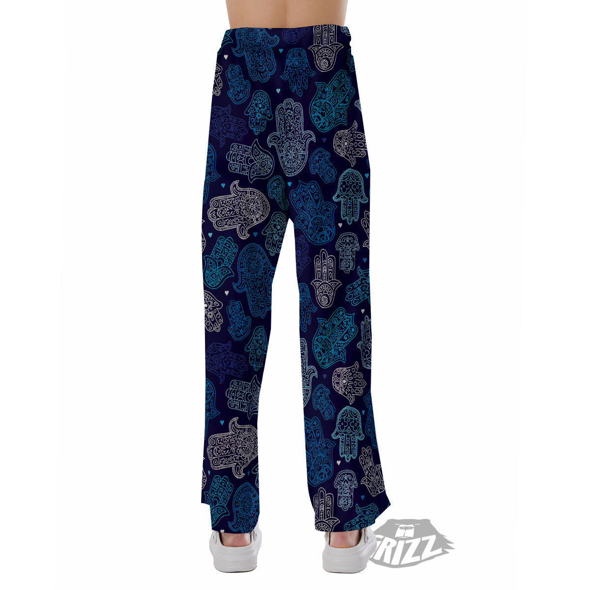Hamsa Turquoise Print Pattern Pajama Pants-grizzshop