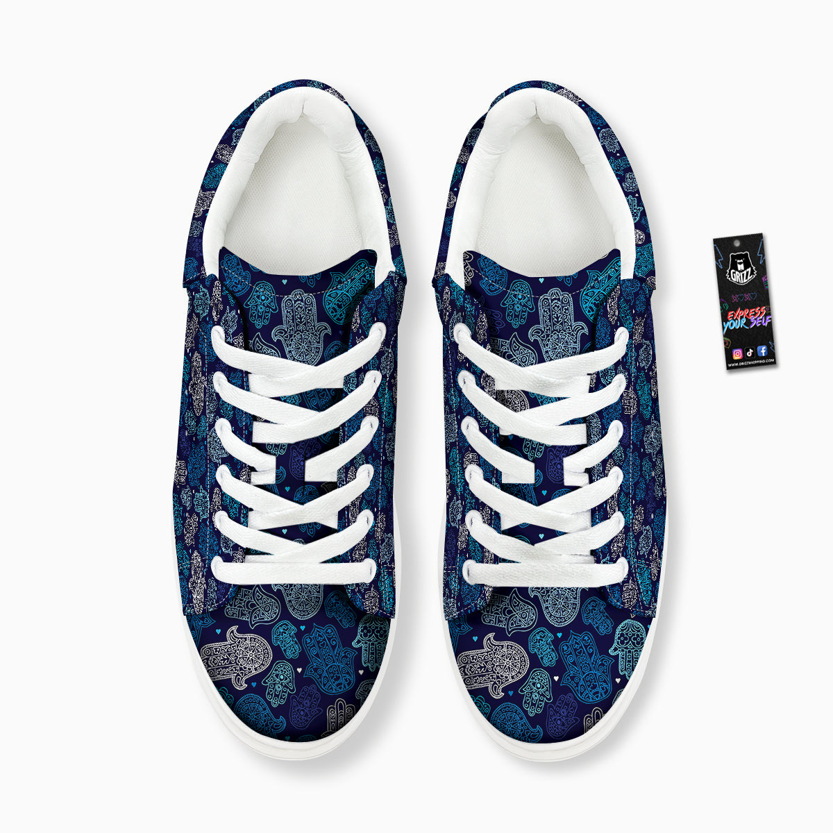 Hamsa Turquoise Print Pattern Platform Shoes-grizzshop