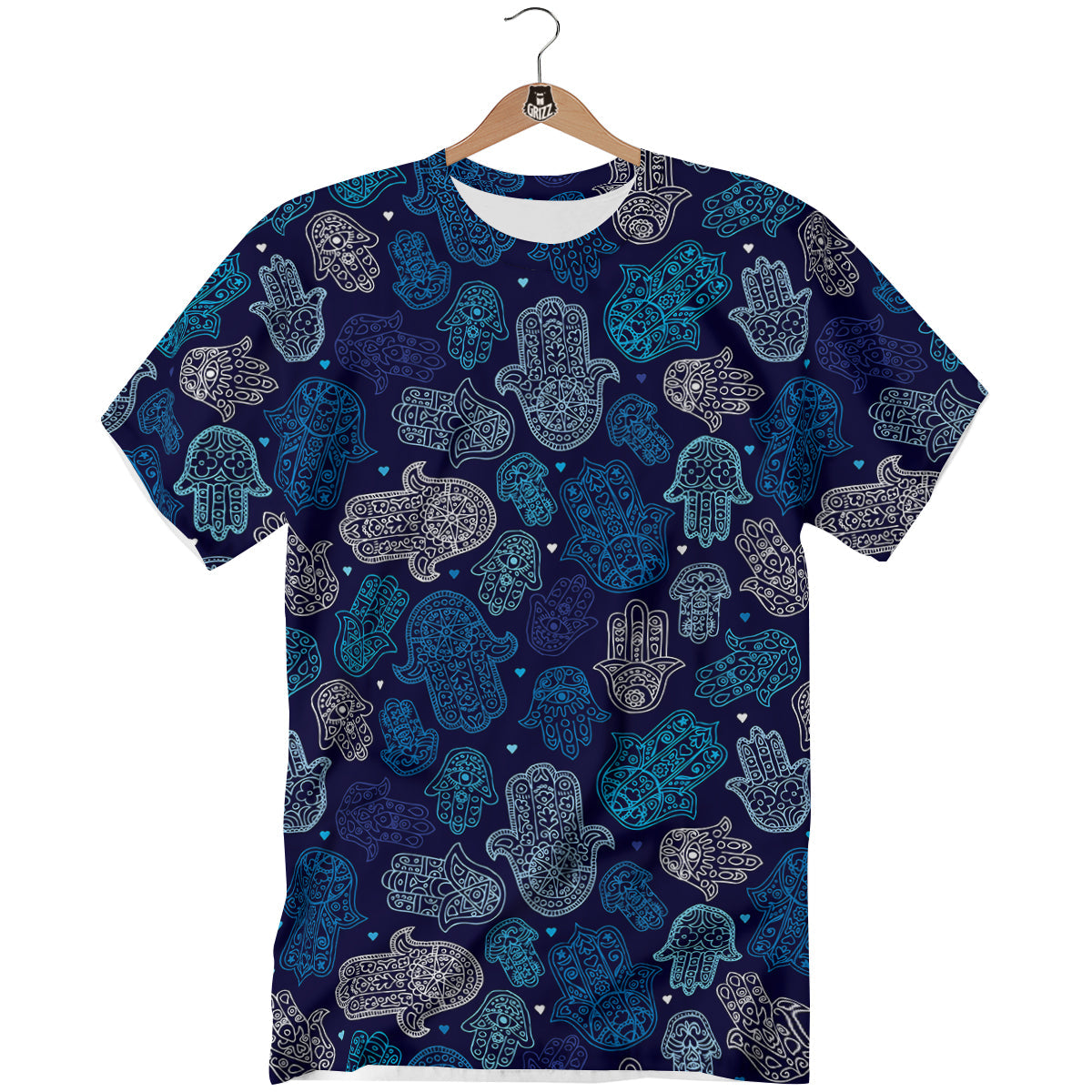 Hamsa Turquoise Print Pattern T-Shirt-grizzshop