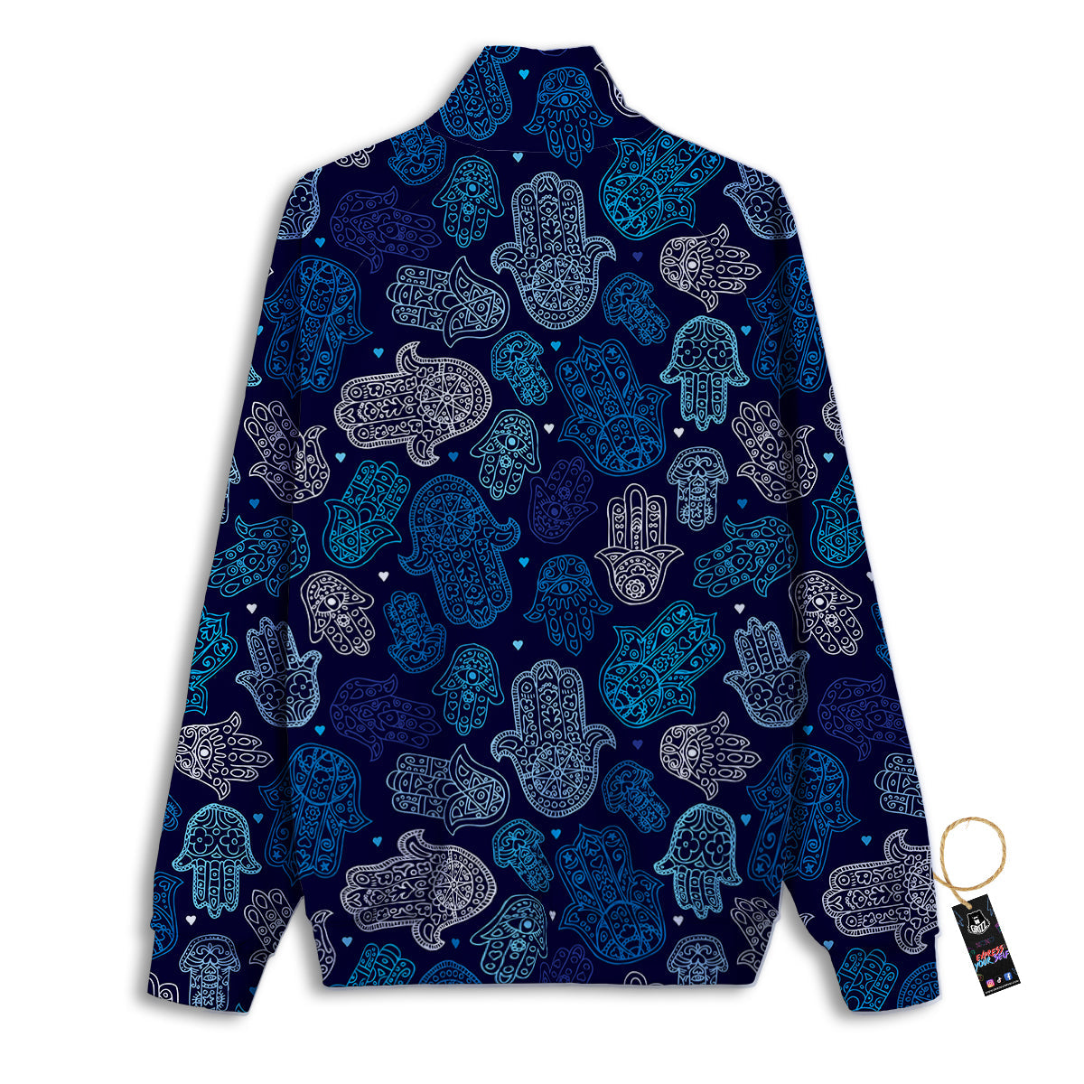 Hamsa Turquoise Print Pattern Track Jacket-grizzshop