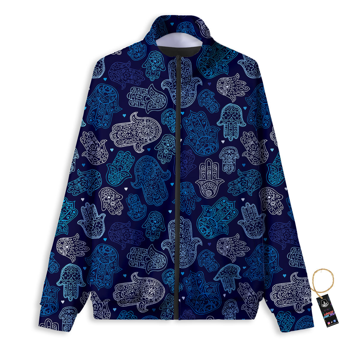 Hamsa Turquoise Print Pattern Track Jacket-grizzshop