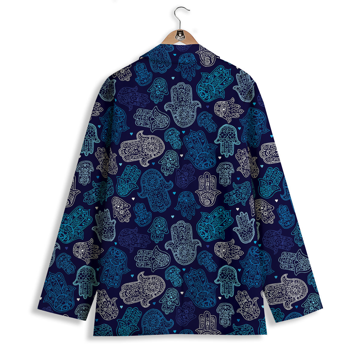 Hamsa Turquoise Print Pattern Women's Blazer-grizzshop