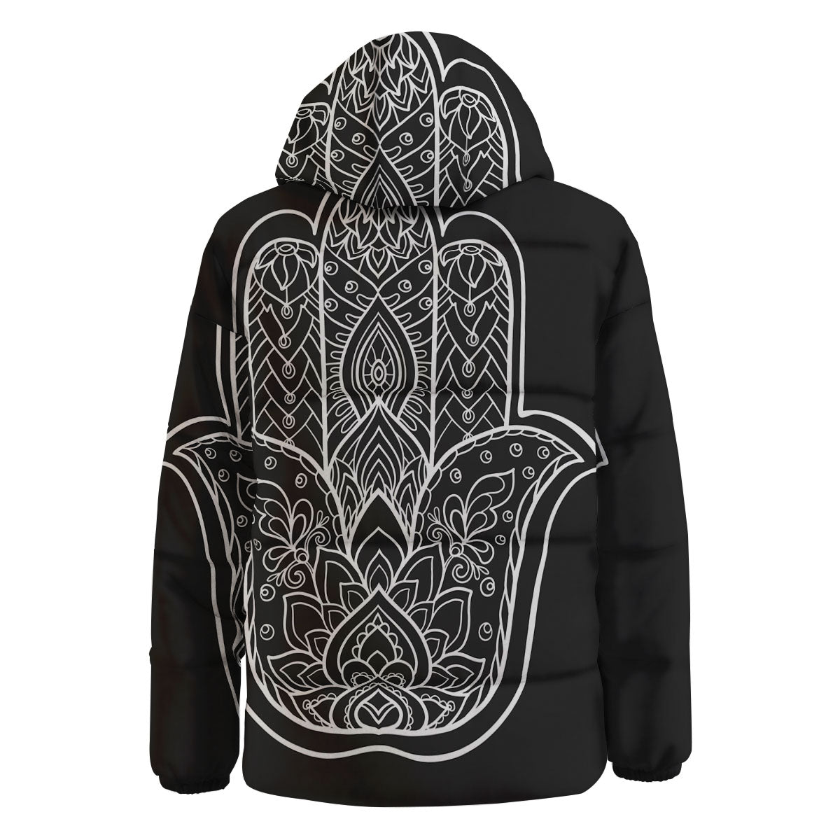 Hamsa White And Black Print Down Jacket-grizzshop