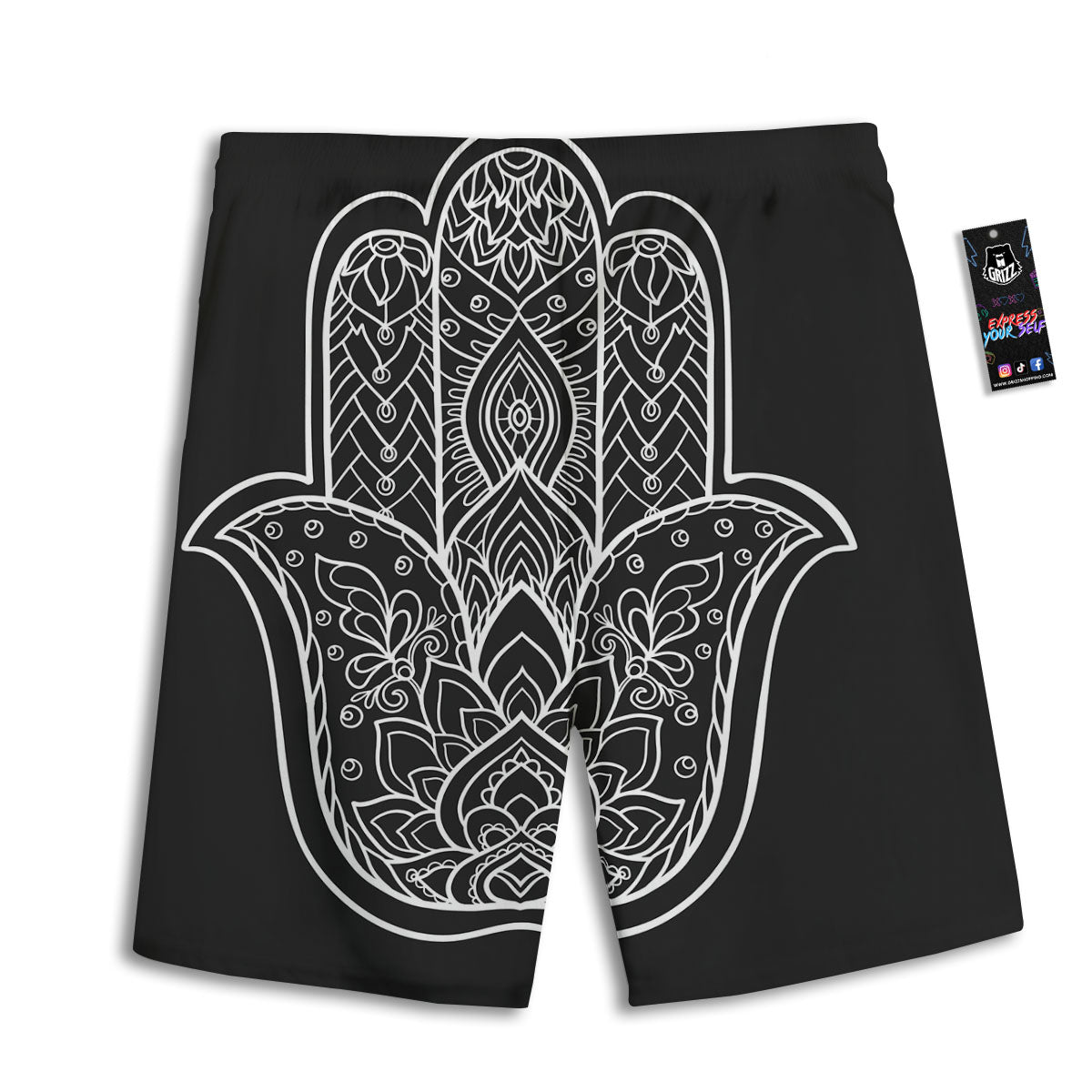 Hamsa White And Black Print Men's Athletic Shorts