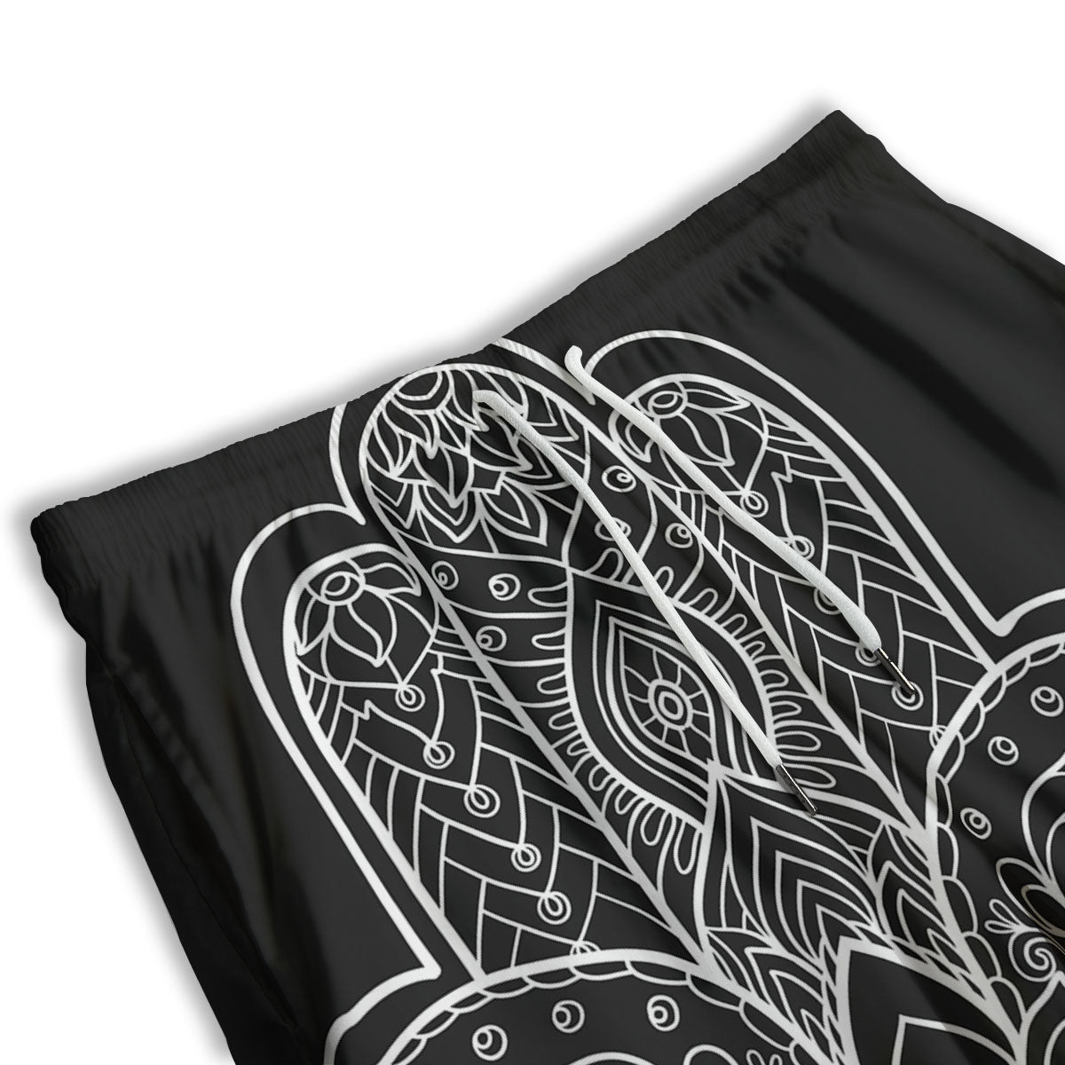 Hamsa White And Black Print Men's Athletic Shorts