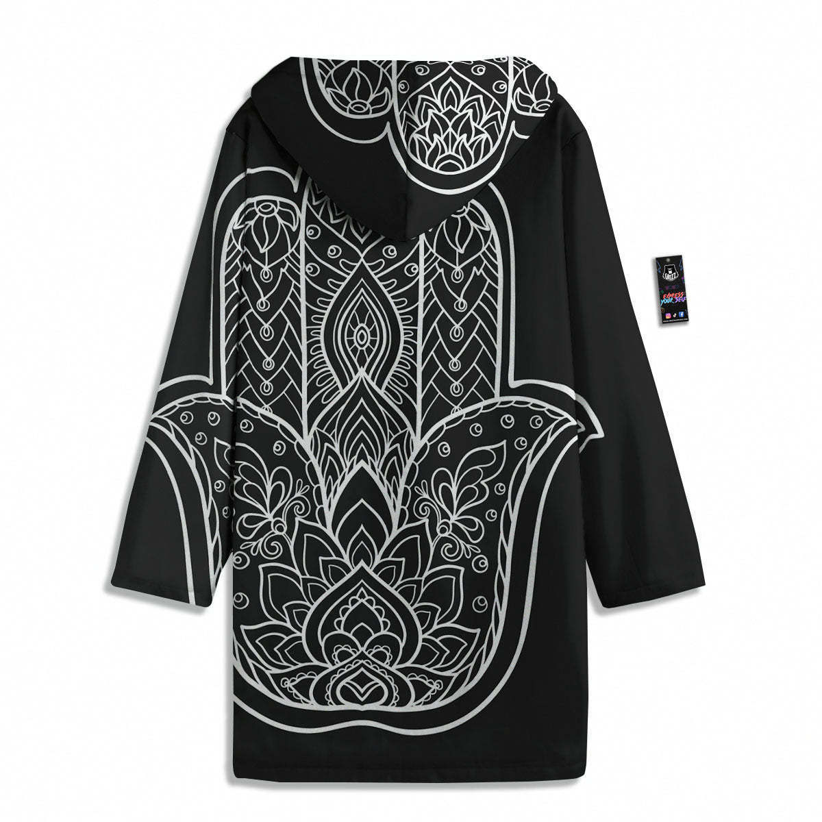 Hamsa White And Black Print Men's Windbreaker Jacket-grizzshop
