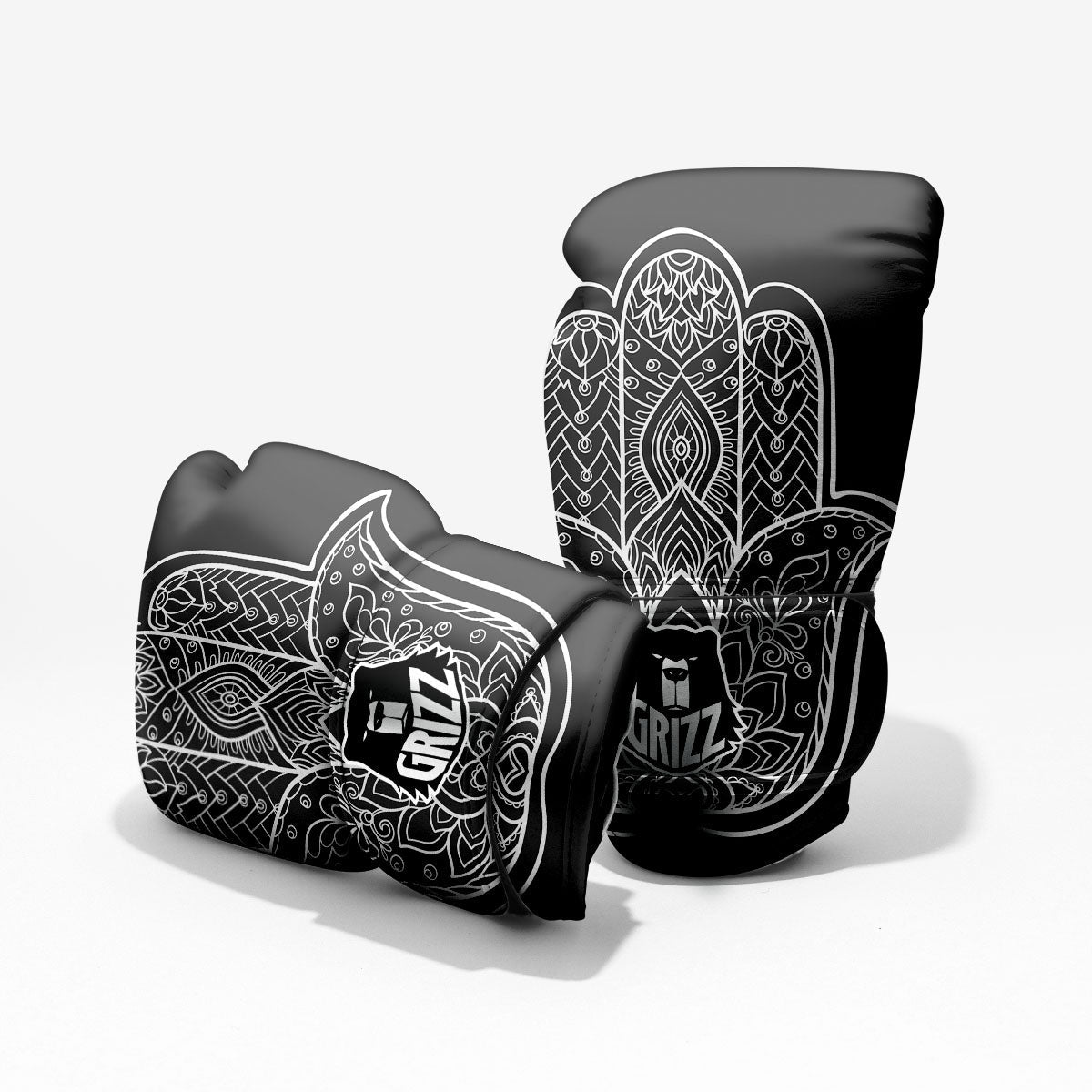 Hamsa White And Black Print Pro Boxing Glove