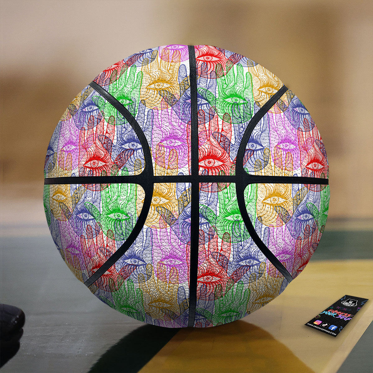Hamsa Hand Colorful Print Basketball