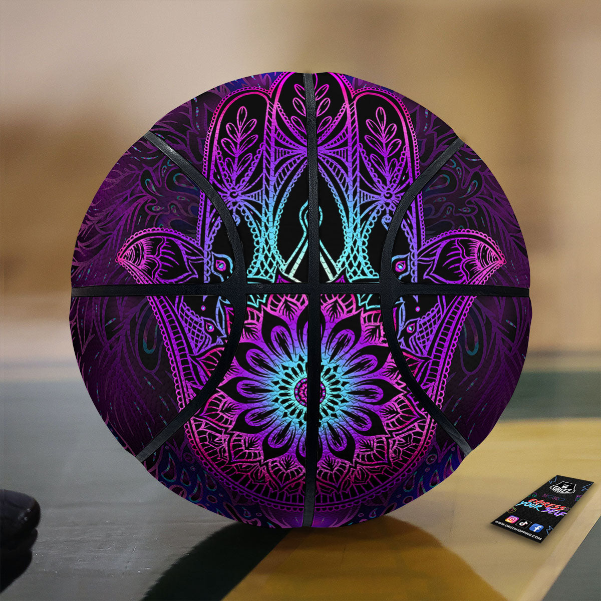Grey White And Purple Tattersall Print Pattern Basketball