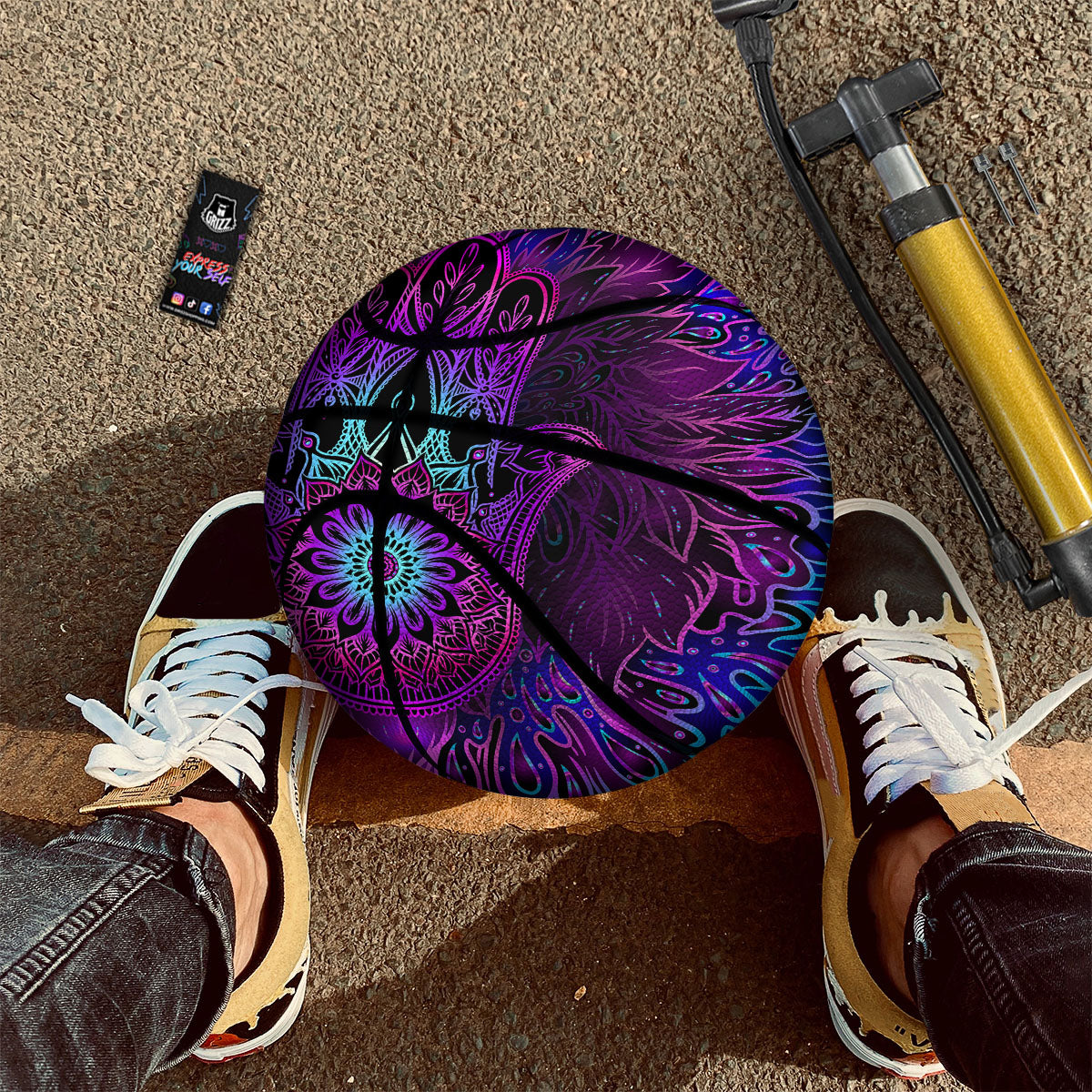 Grey White And Purple Tattersall Print Pattern Basketball