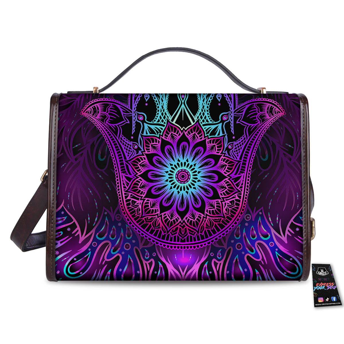 Hamsa Hand Purple Print Women's Satchel Bag