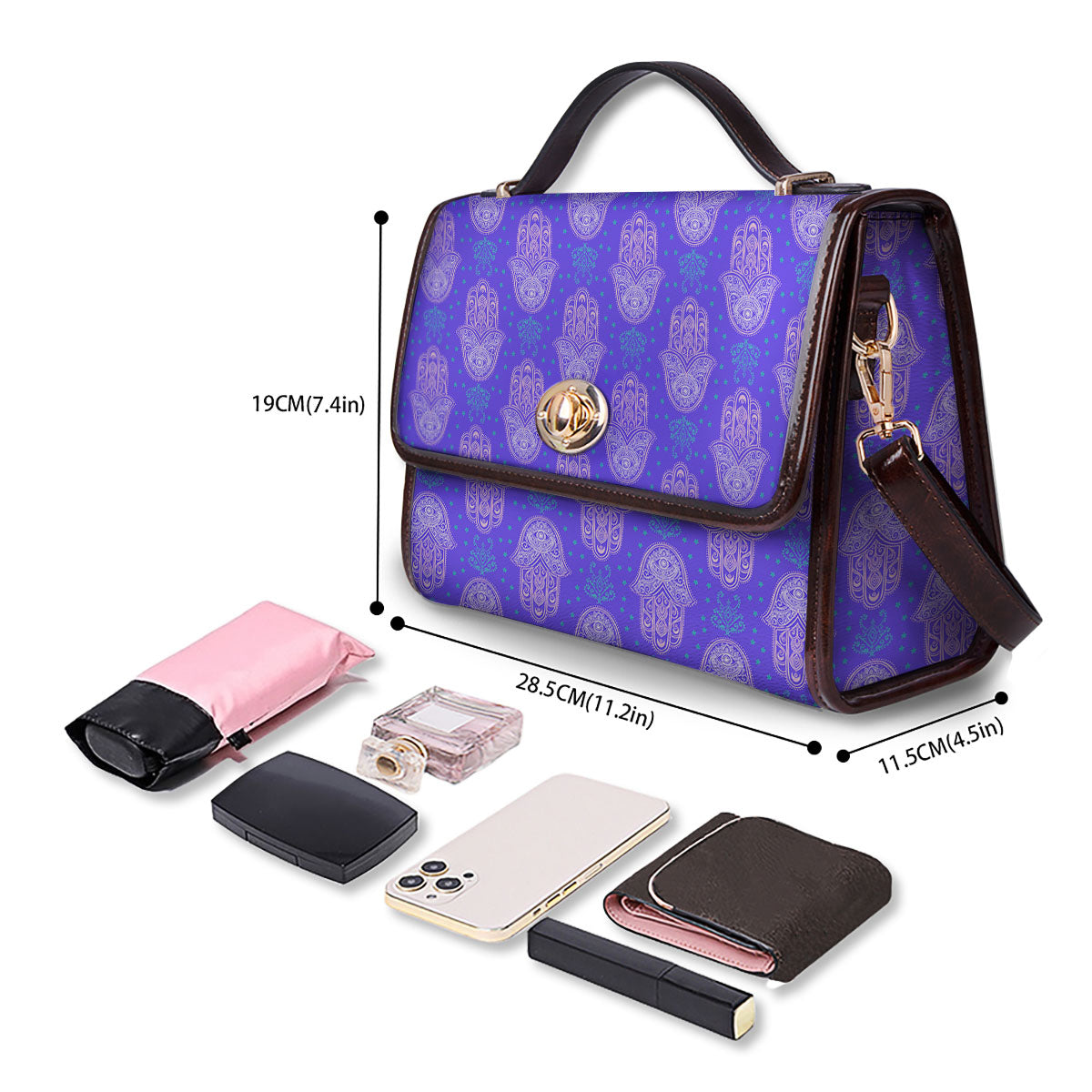 Hamsa Indian Print Pattern Women's Satchel Bag