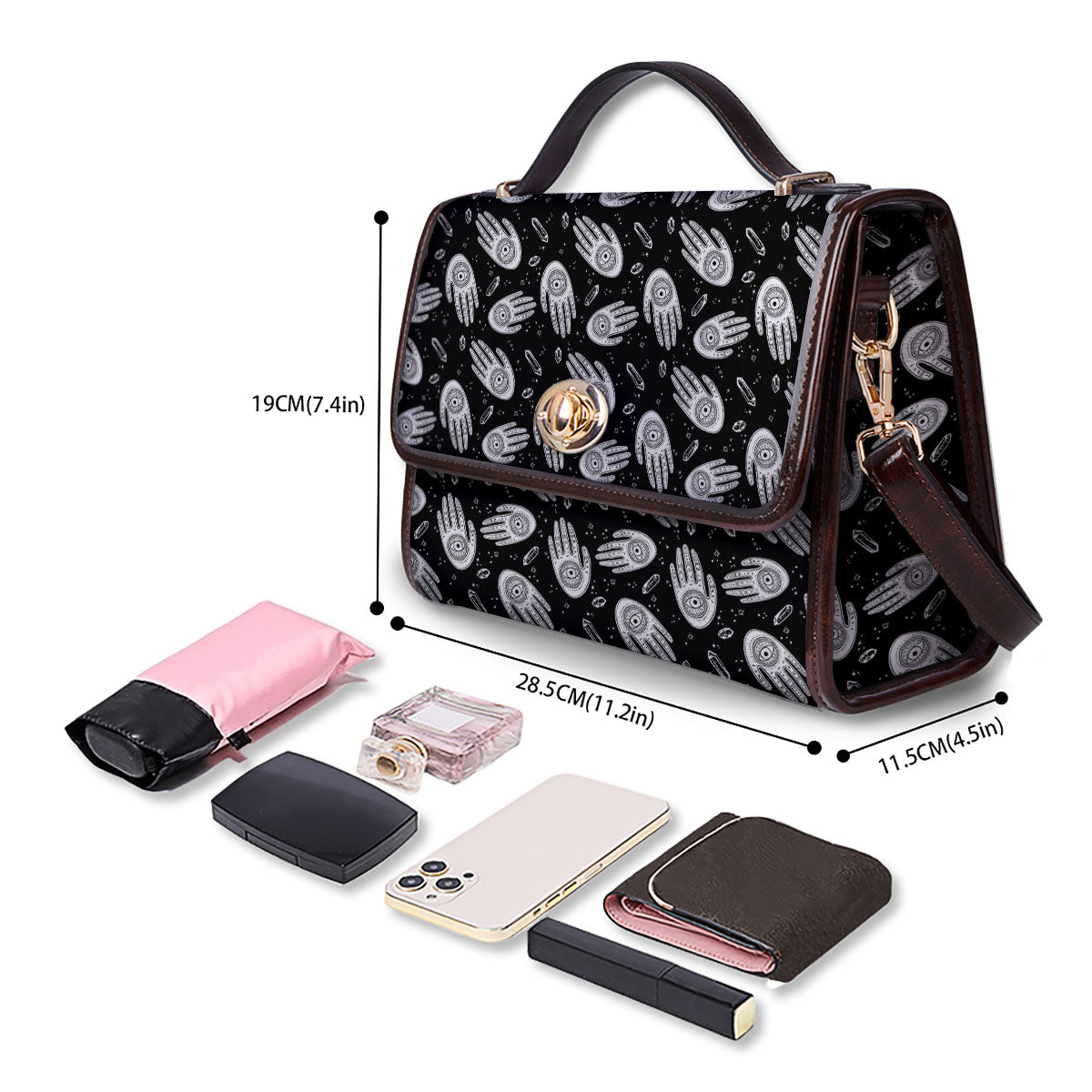 Hamsa Symbol Print Pattern Women's Satchel Bag