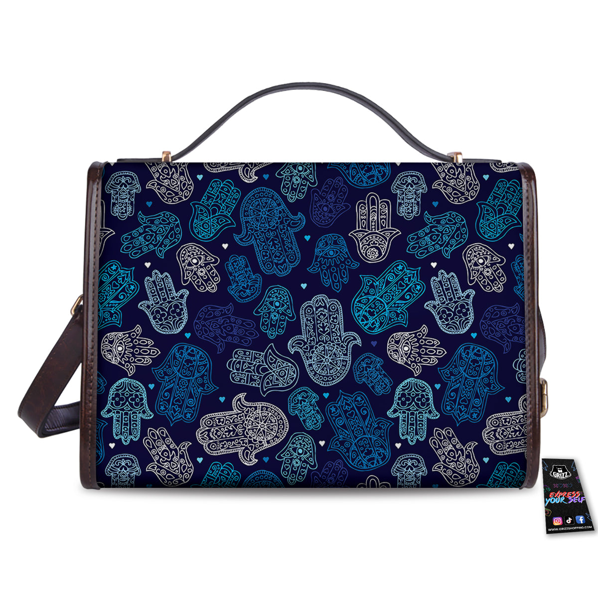 Hamsa Turquoise Print Pattern Women's Satchel Bag