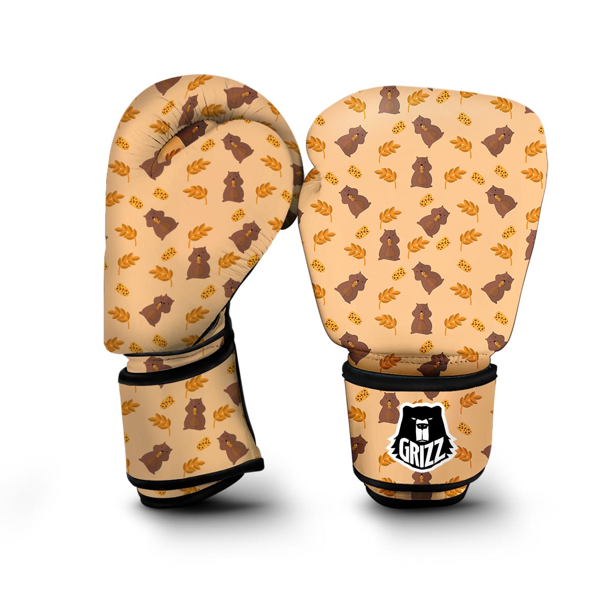 Hamster Eating Pattern Print Boxing Gloves-grizzshop