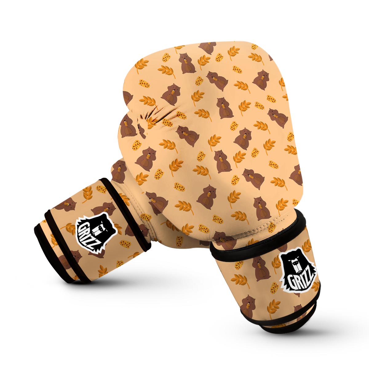 Hamster Eating Pattern Print Boxing Gloves-grizzshop