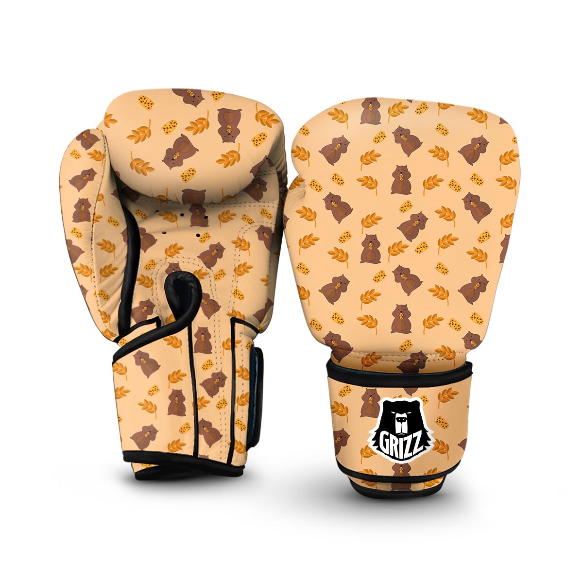 Hamster Eating Pattern Print Boxing Gloves-grizzshop