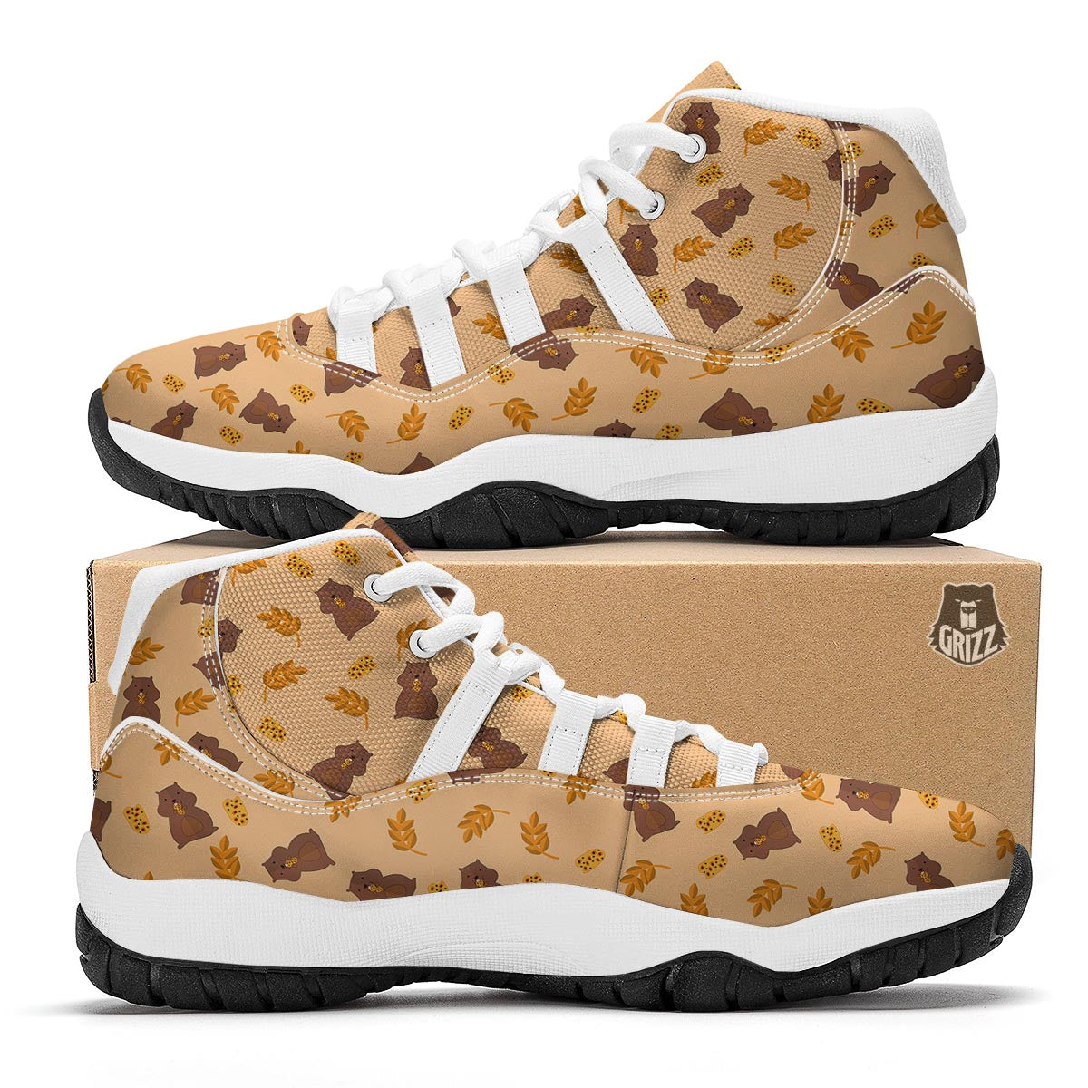 Hamster Eating Pattern Print White Bball Shoes-grizzshop