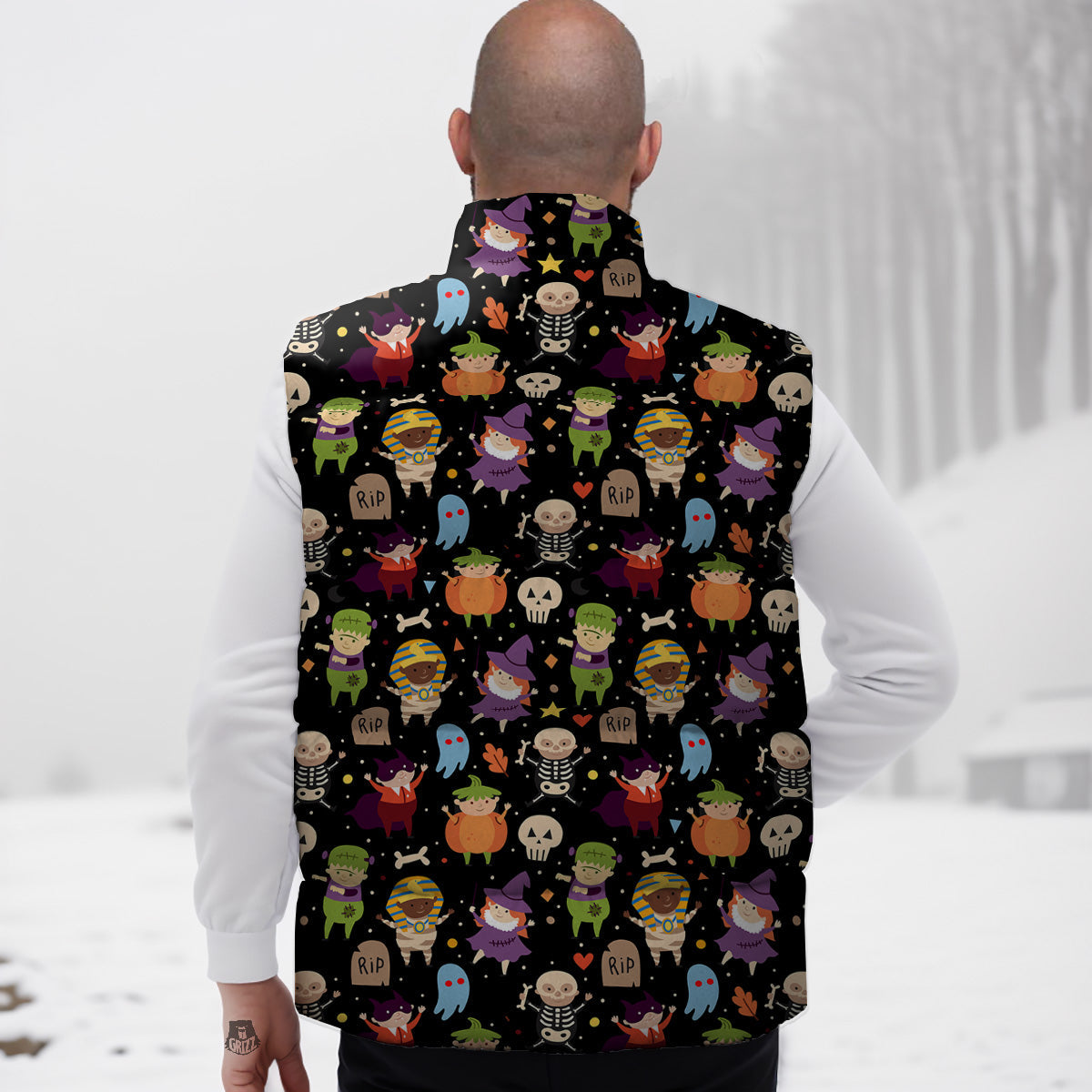 Hamster Pattern Print Down Vest-grizzshop