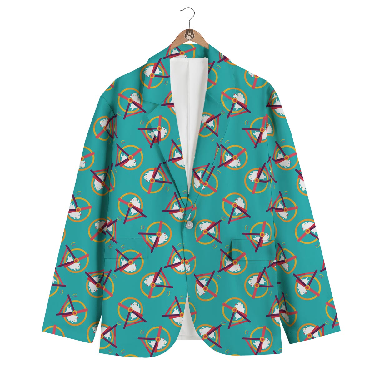 Hamster Pattern Print Men's Blazer-grizzshop