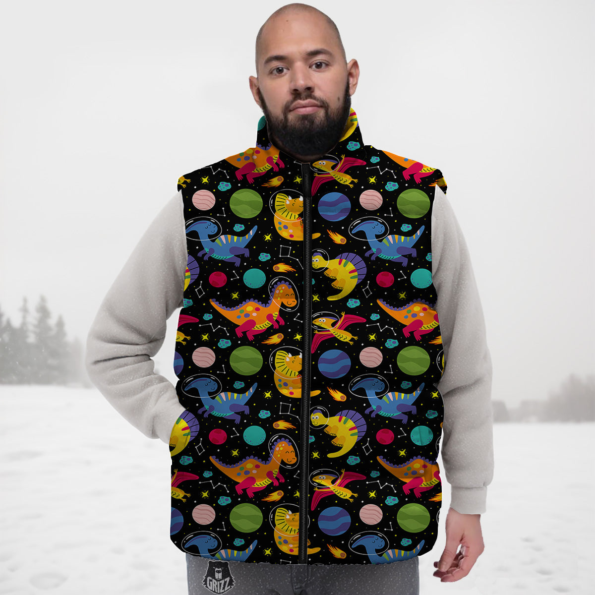Hamster Print Pattern Down Vest-grizzshop